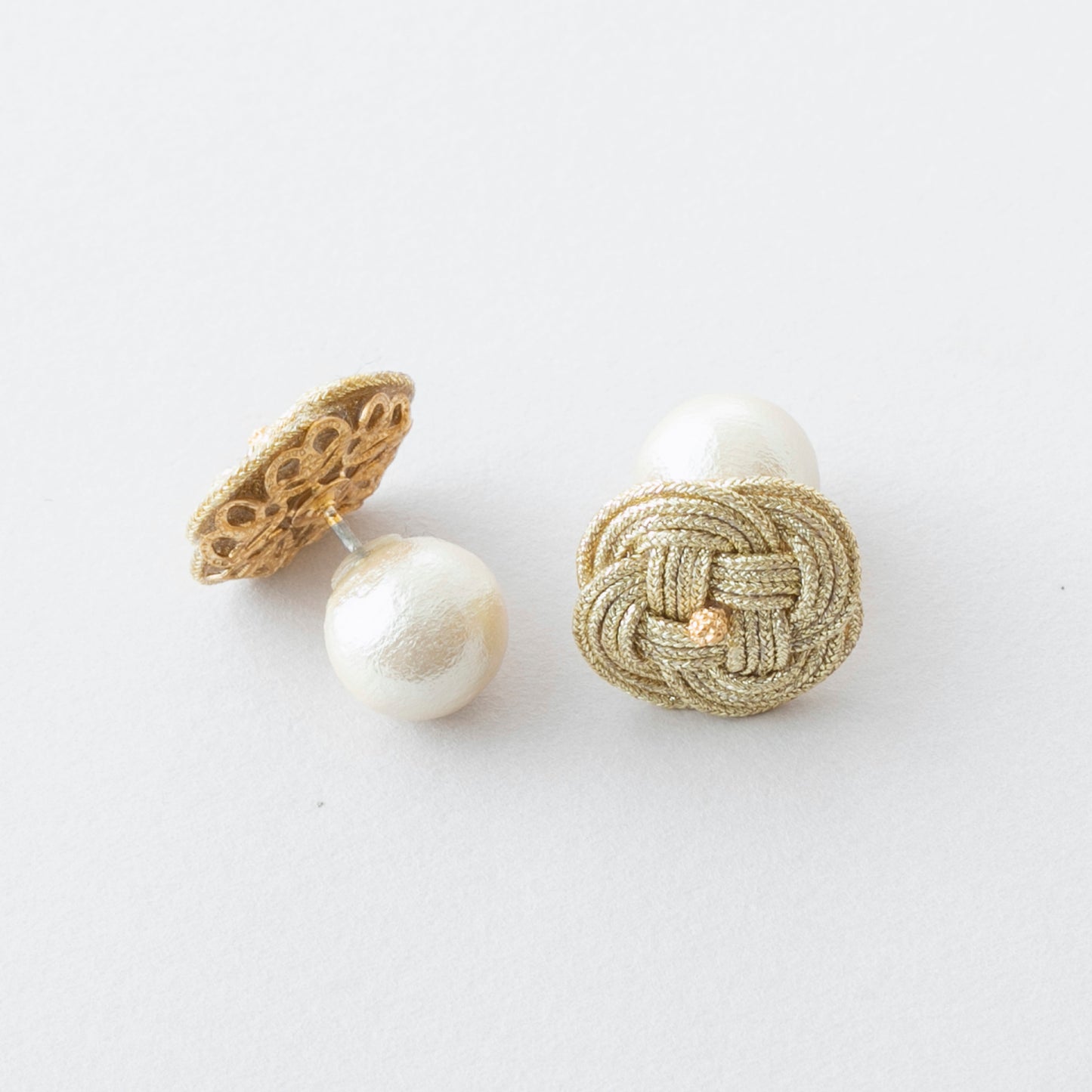 HAP002:あわじ結び×コットンパールピアス