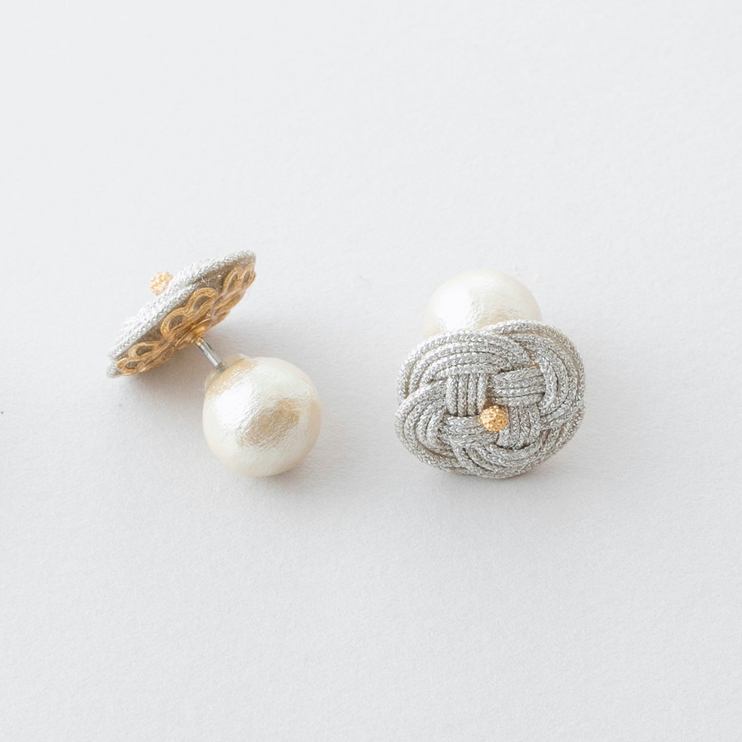 HAP002:あわじ結び×コットンパールピアス