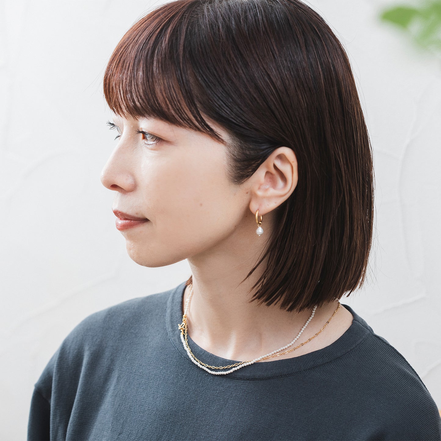 CAN131:ベビーパール&デザインチェーン2setネックレス