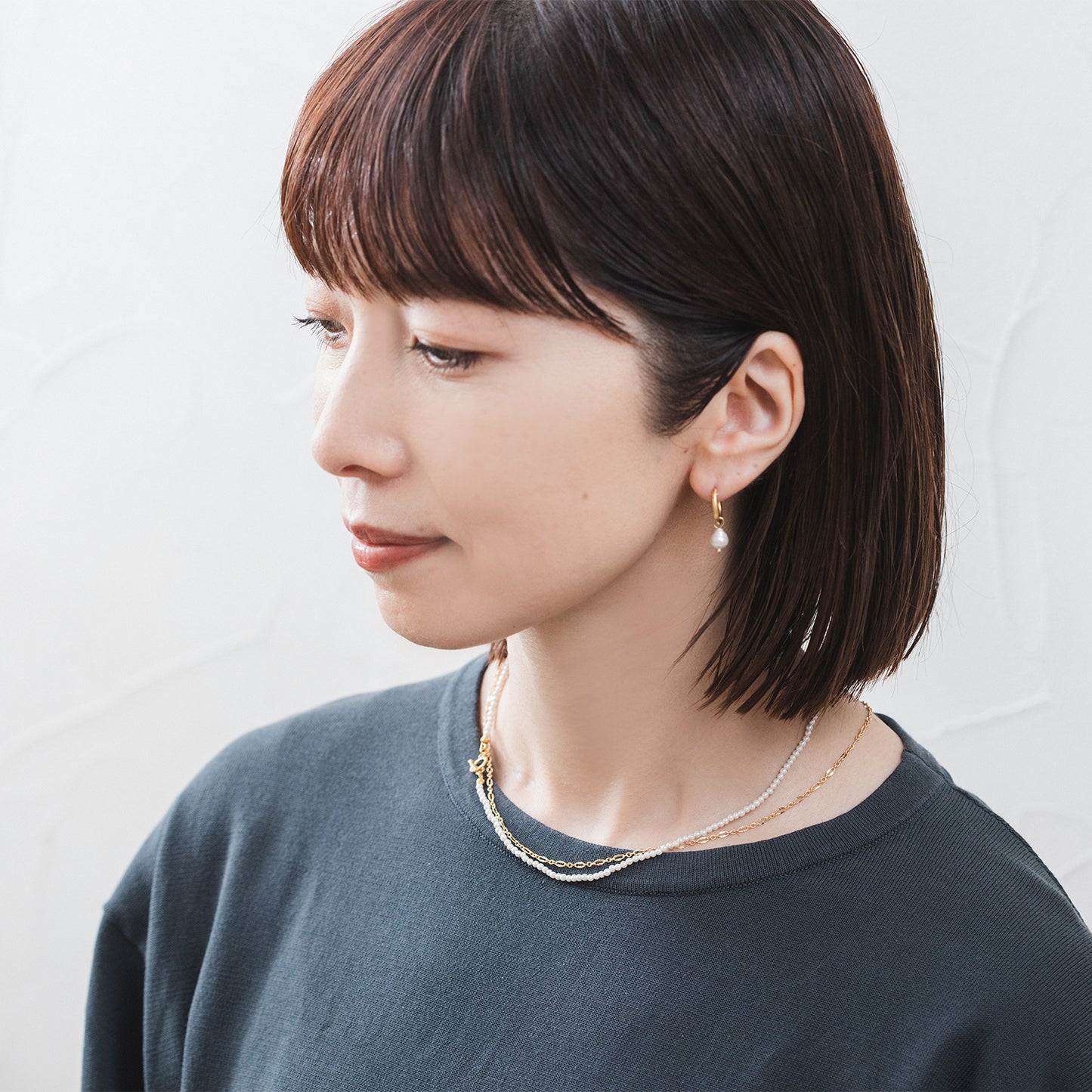 CAN131:ベビーパール&デザインチェーン2setネックレス