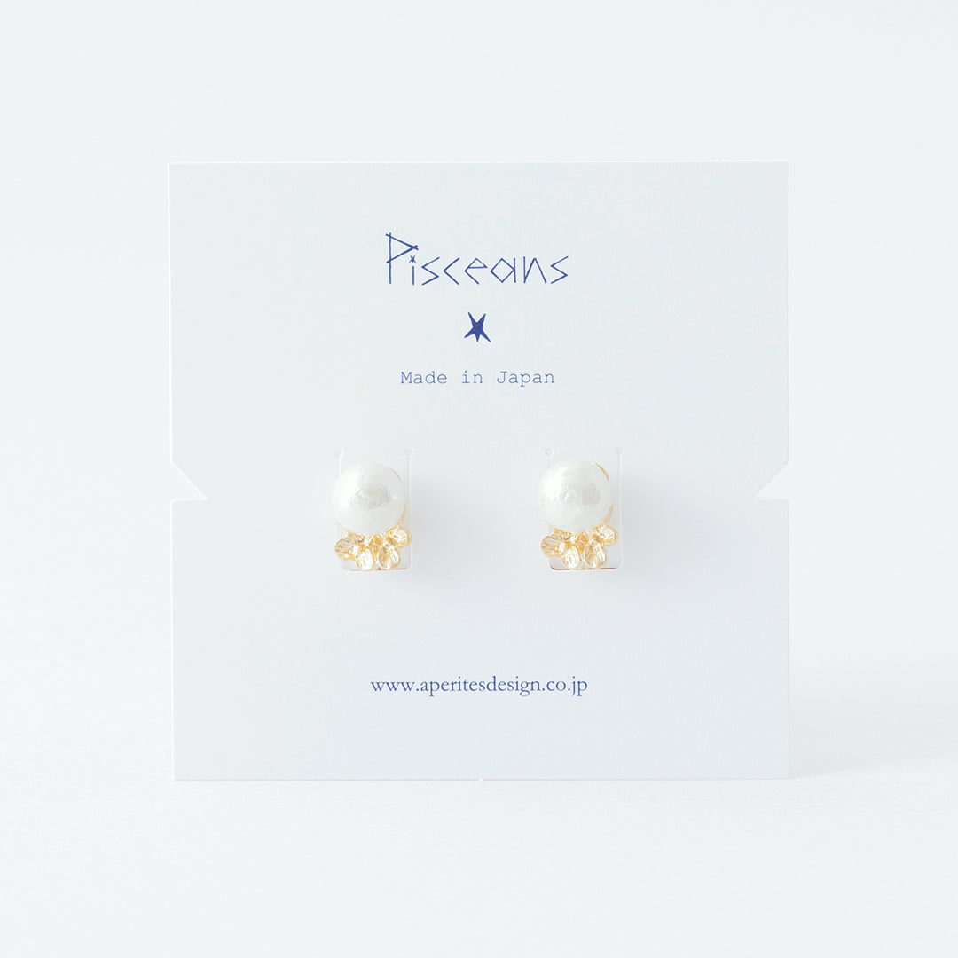 SAE121:フローラル&コットンパールイヤリング