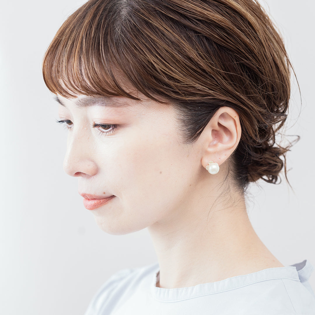 SAP121:フローラル&コットンパールピアス