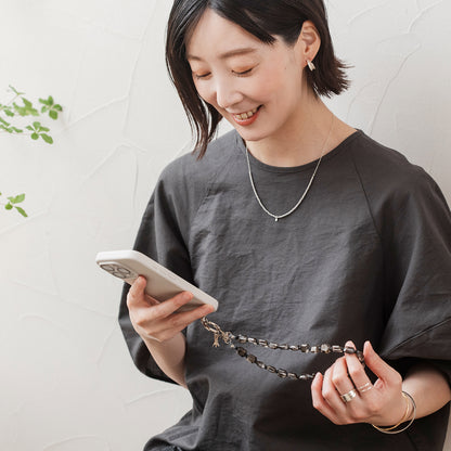 LSM004 : レシン×くみひもストラップ（スモーキーグレイ）