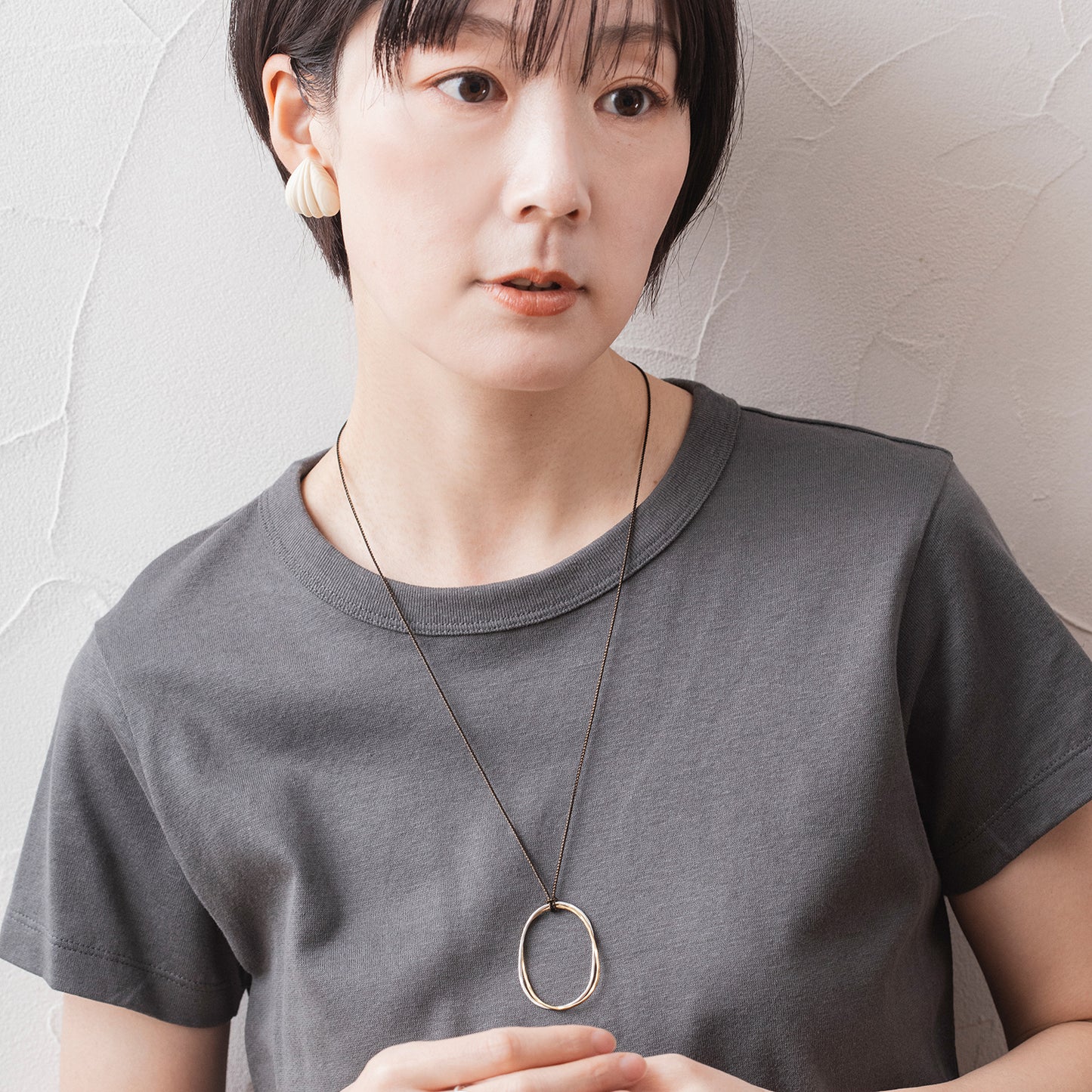 LSN142：ツチメツインリング×くみひもネックレス