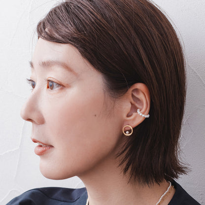 RAE015:貝パールフープイヤカフ