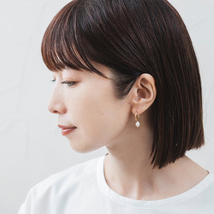CAP130 : ドロップパールフープピアス